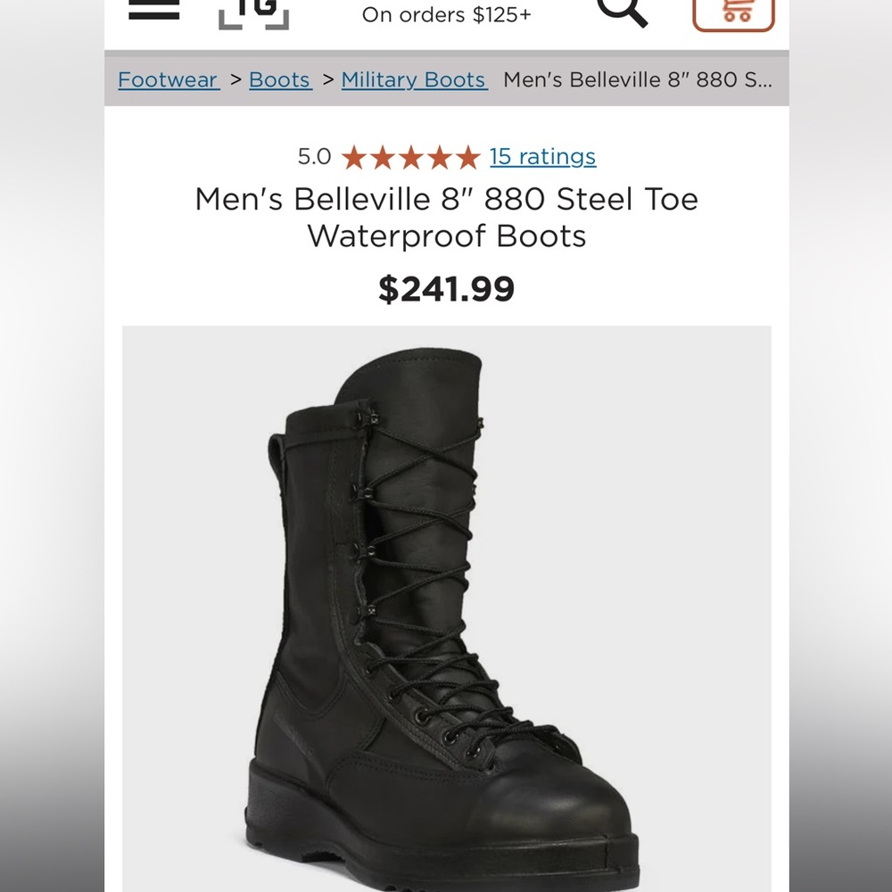New with tags Belleville 8” 880 steel toe waterproof black boots